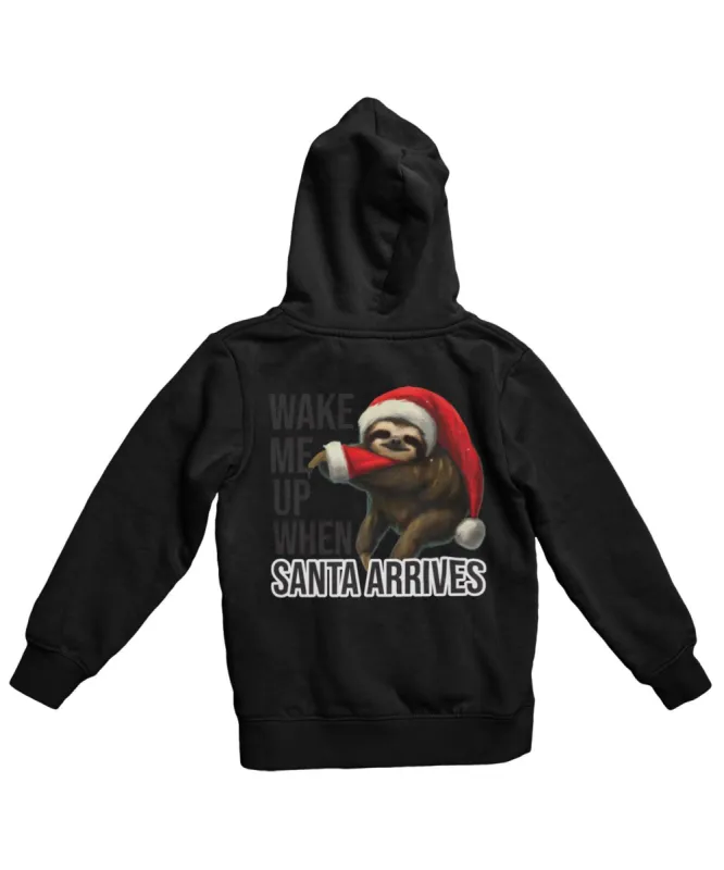 Sloth Wake Me Up When Santa Arrives Christmas Back Printed Hoodie sold by 8Ball