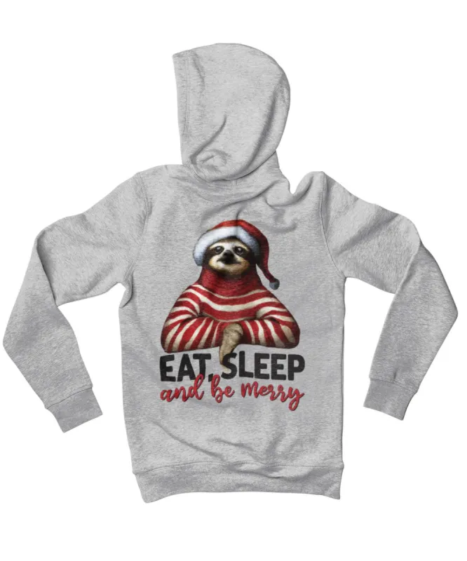 Sloth Eat Sleep Be Merry Christmas Back Printed Hoodie sold by 8Ball