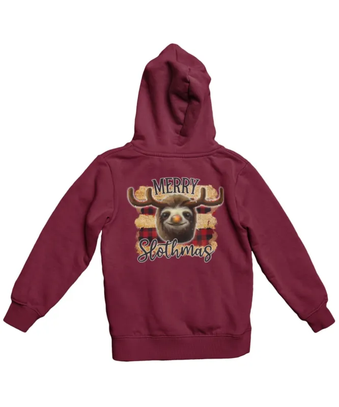 Merry Slothmas Back Printed Sloth Christmas Hoodie sold by 8Ball