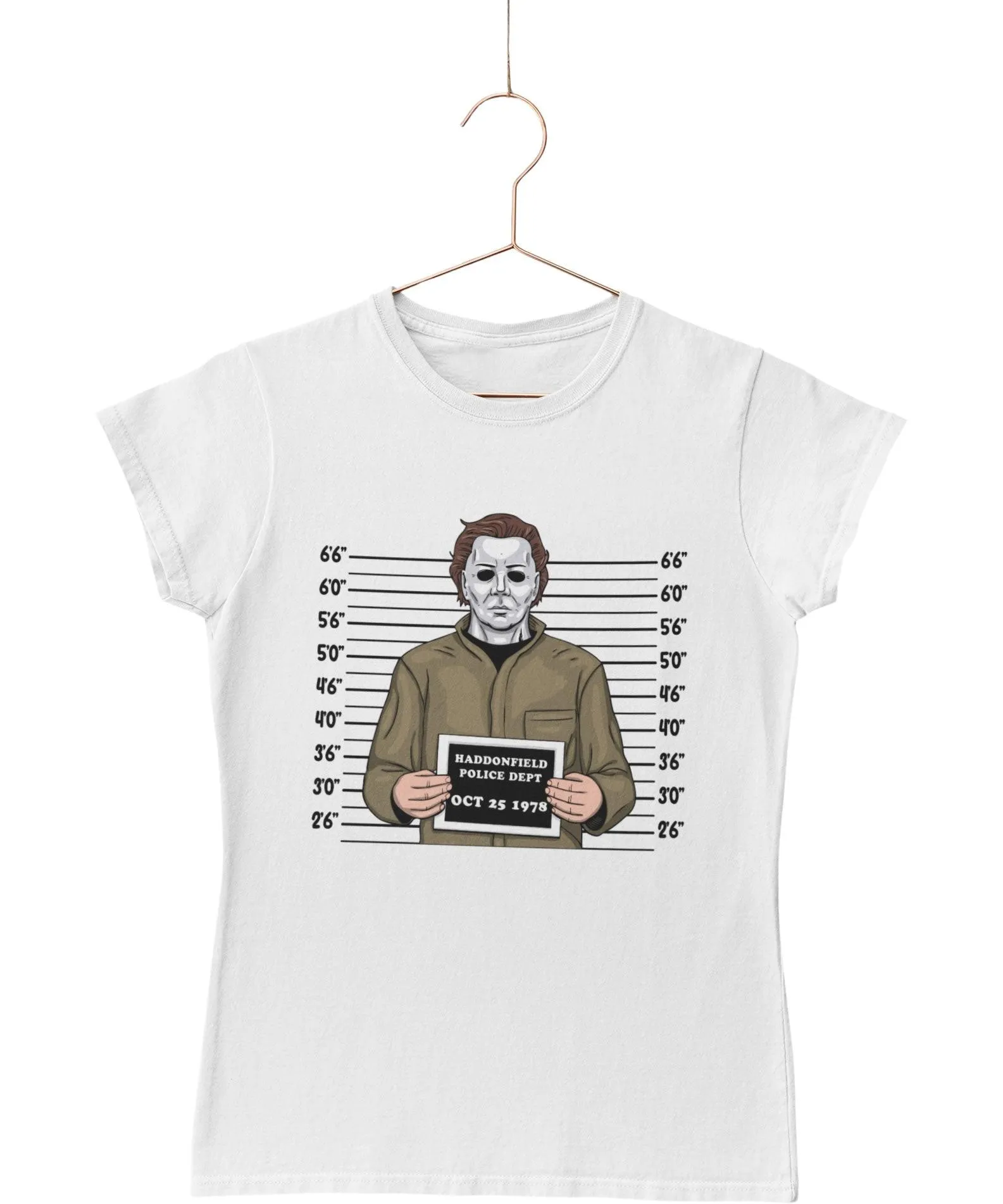 Michael Myers Mugshot Horror Film Tribute Womens Style T-Shirt sold by 8Ball product image thumbnail 3