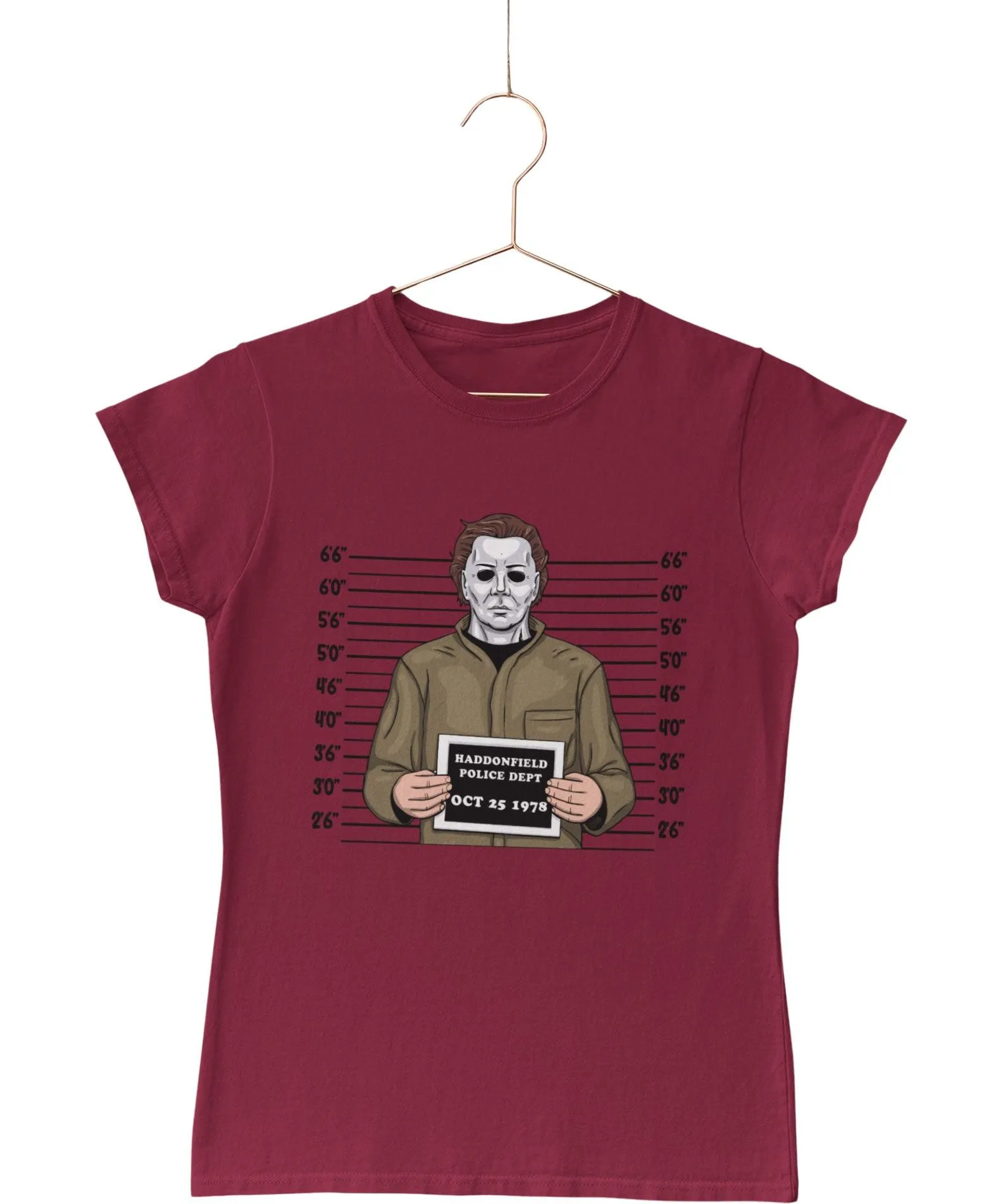 Michael Myers Mugshot Horror Film Tribute Womens Style T-Shirt sold by 8Ball