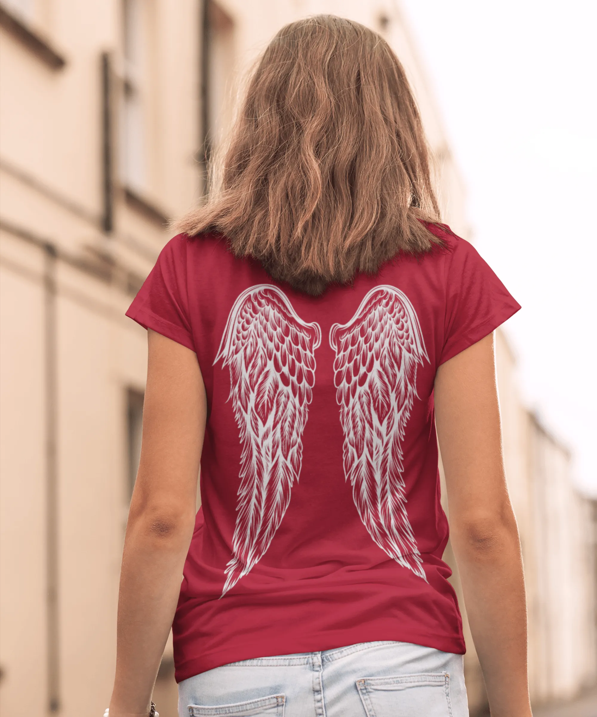 Back Printed Tattoo Style Angel Wings T-Shirt for Women sold by 8Ball product image thumbnail 2