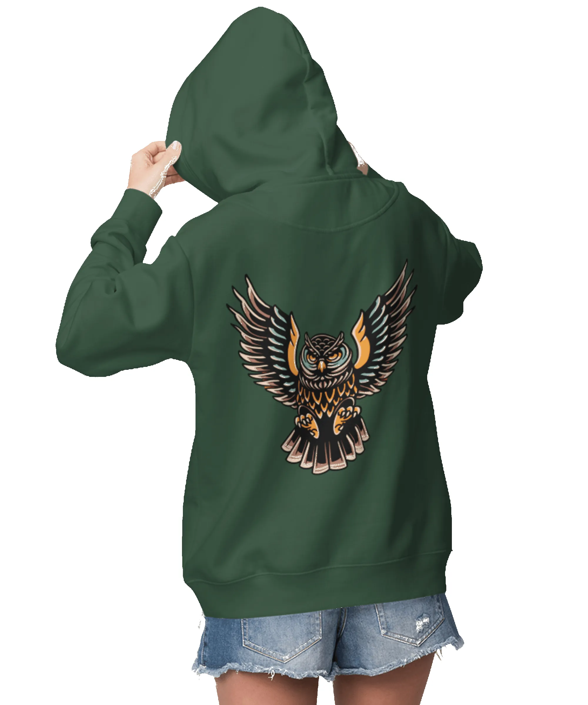 Owl Tattoo Design Adult Back Printed Hoodie sold by 8Ball product image thumbnail 2