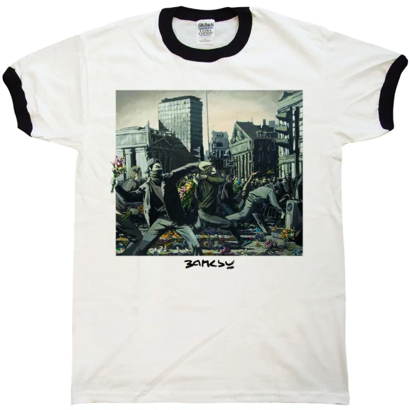 Banksy Ringer Ringer Riot Painting T-Shirt sold by 8Ball