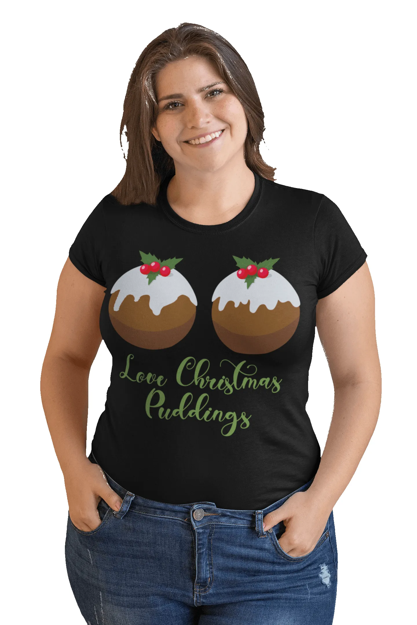 Love Christmas Puddings Fitted Womens T-Shirt sold by 8Ball product image thumbnail 2