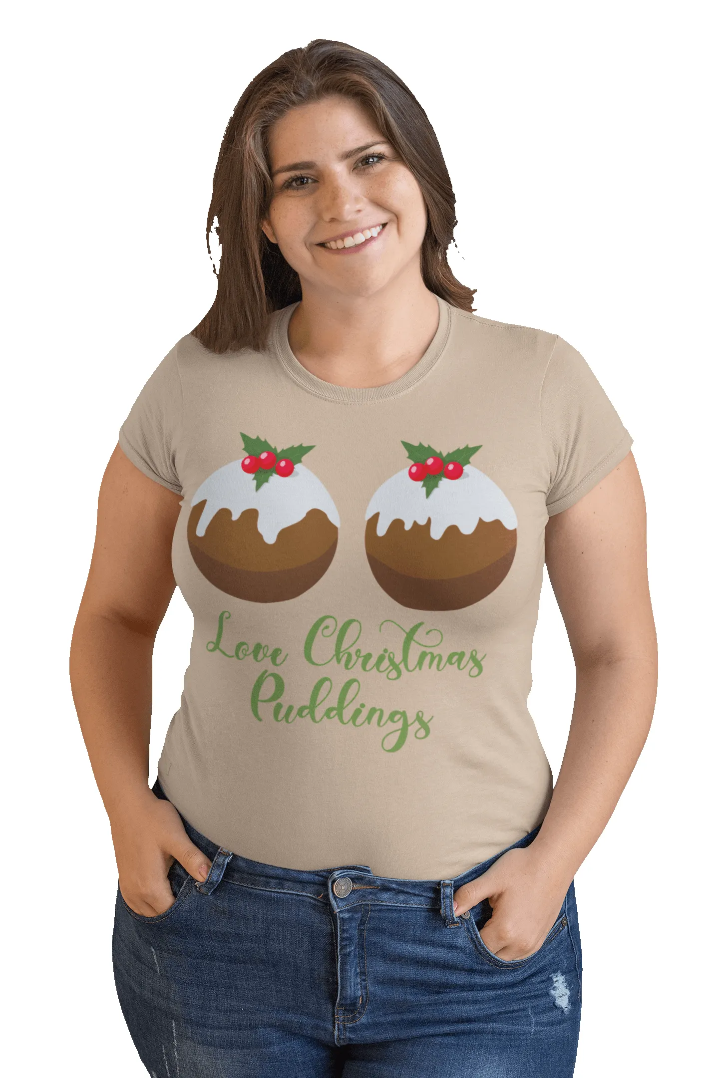 Love Christmas Puddings Fitted Womens T-Shirt sold by 8Ball product image thumbnail 4