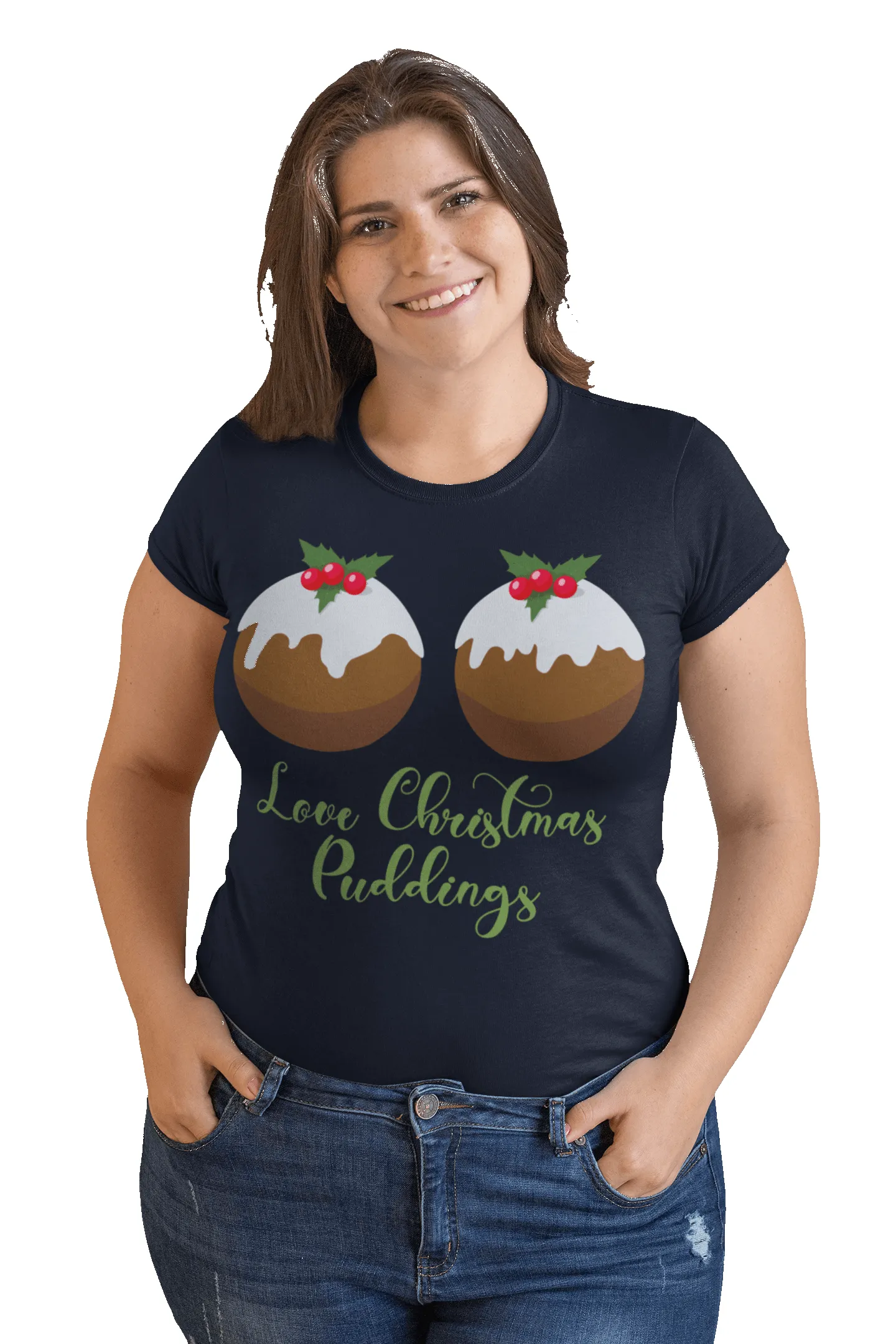 Love Christmas Puddings Fitted Womens T-Shirt sold by 8Ball product image thumbnail 3