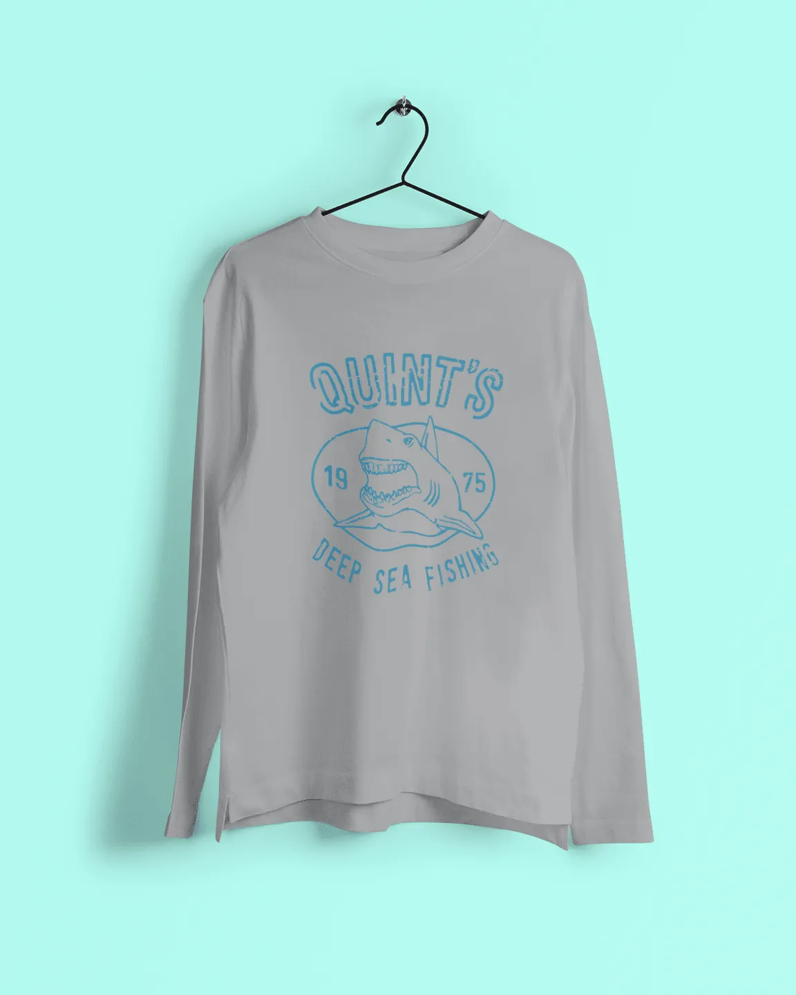Quints Deep Sea Fishing Shark Long Sleeve T-Shirt sold by 8Ball