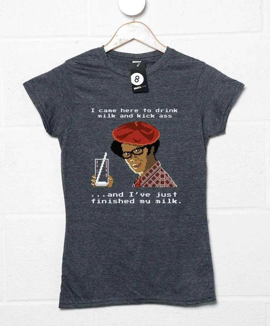 Drink Milk Kick Ass Fitted Womens T-Shirt sold by 8Ball