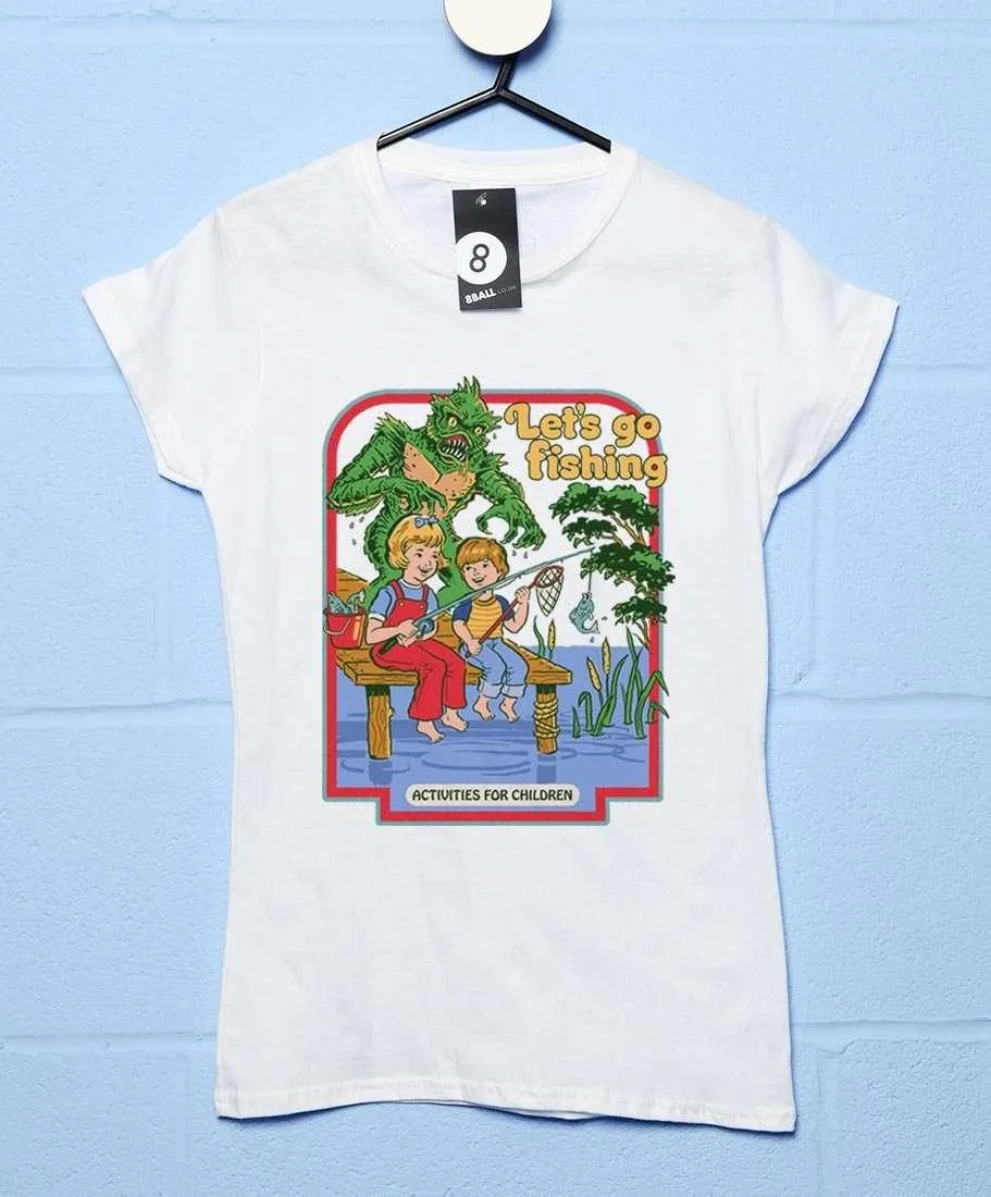 Steven Rhodes Let's Go Fishing Fitted Womens T-Shirt sold by 8Ball