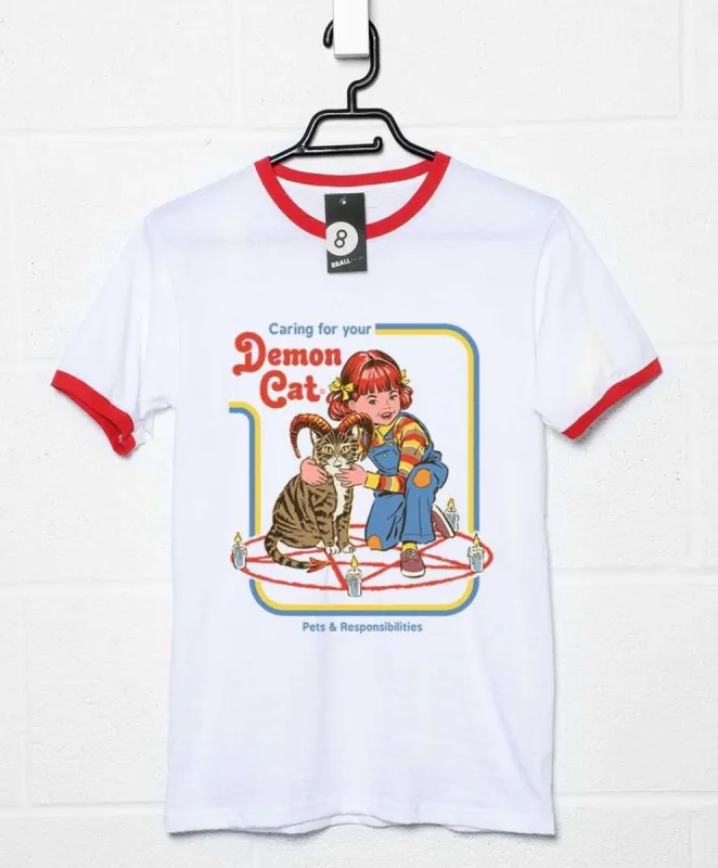 Steven Rhodes Demon Cat Ringer T-Shirt sold by 8Ball