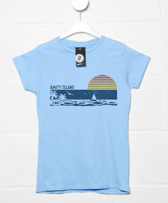 Amity Island Fitted Womens T-Shirt sold by 8Ball
