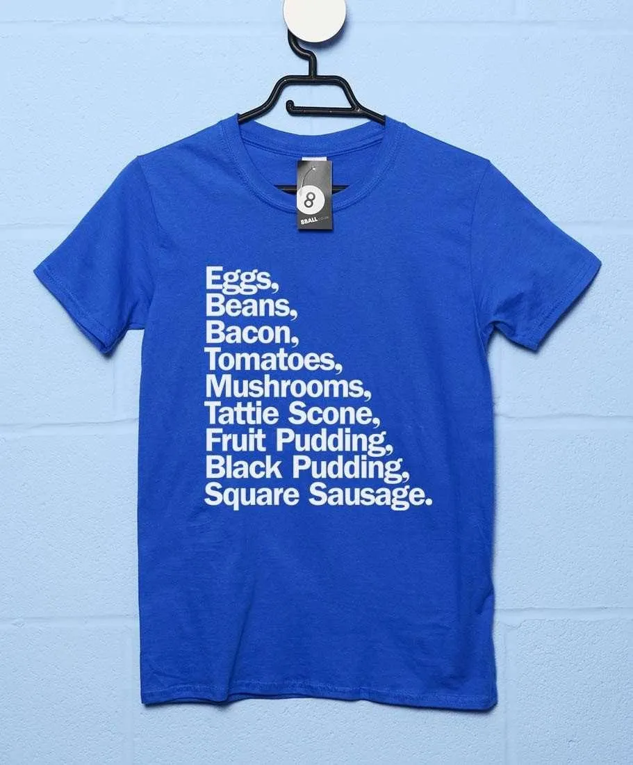 Full Scottish Breakfast List T-Shirt sold by 8Ball