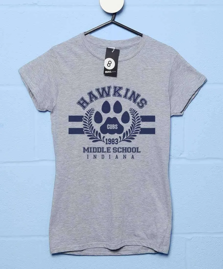Hawkins Middle School Womens Fitted T-Shirt sold by 8Ball