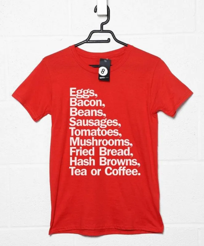 Full English Breakfast List T-Shirt sold by 8Ball