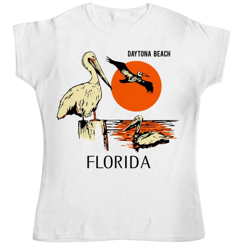 Retro Daytona Beach Womens Fitted T-Shirt sold by 8Ball