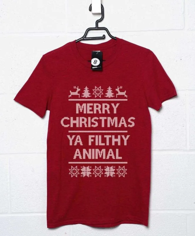 Merry Christmas Ya Filthy Animal Knitted Style T-Shirt made by 8Ball