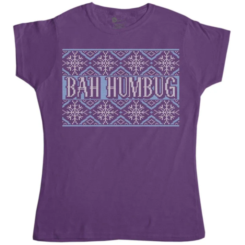 Knitted Jumper Style Bah Humbug Womens Fitted T-Shirt sold by 8Ball