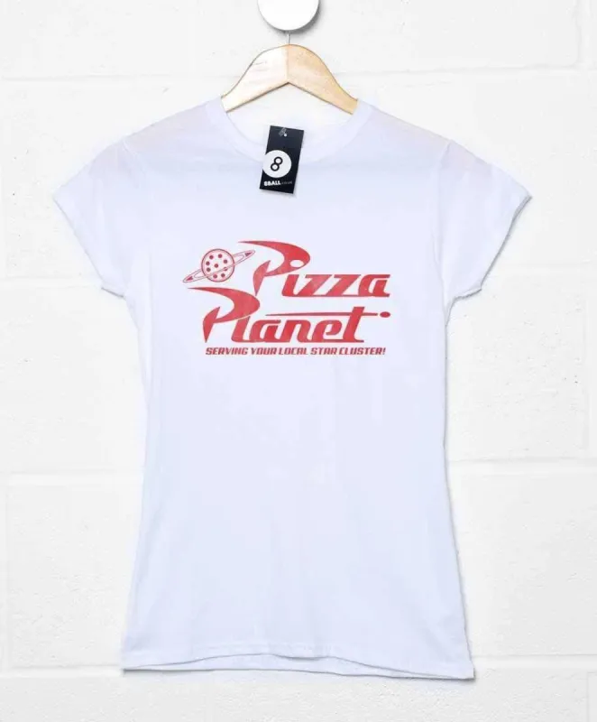Pizza Planet Fitted Womens T-Shirt sold by 8Ball