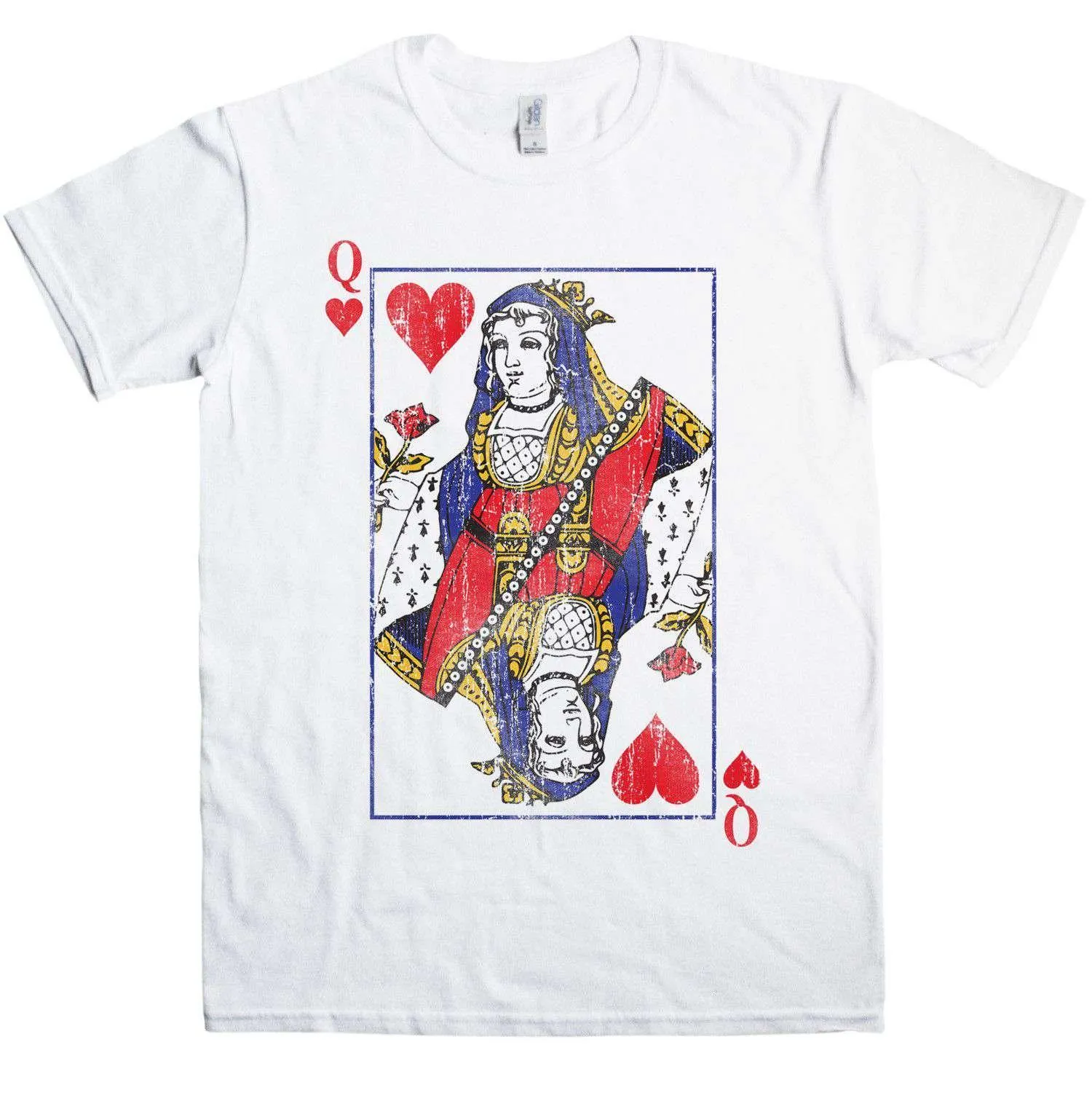 Distressed Queen Of Hearts T-Shirt sold by 8Ball