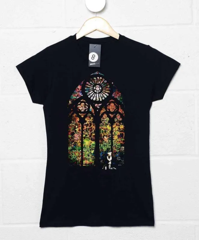 Banksy Stained Glass Womens Style T-Shirt sold by 8Ball