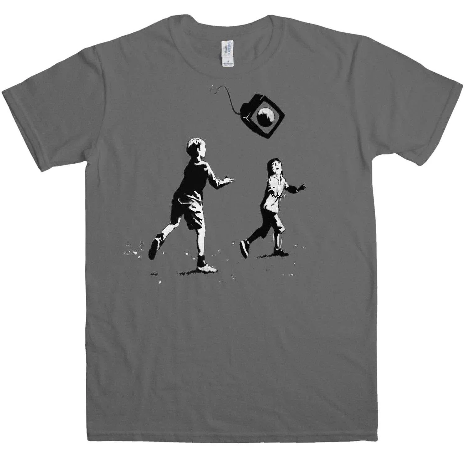 Banksy Throwing TV T-Shirt sold by 8Ball