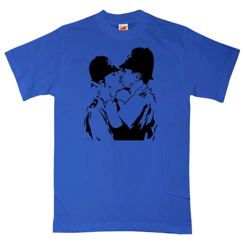 Banksy Kissing Policemen T-Shirt sold by 8Ball