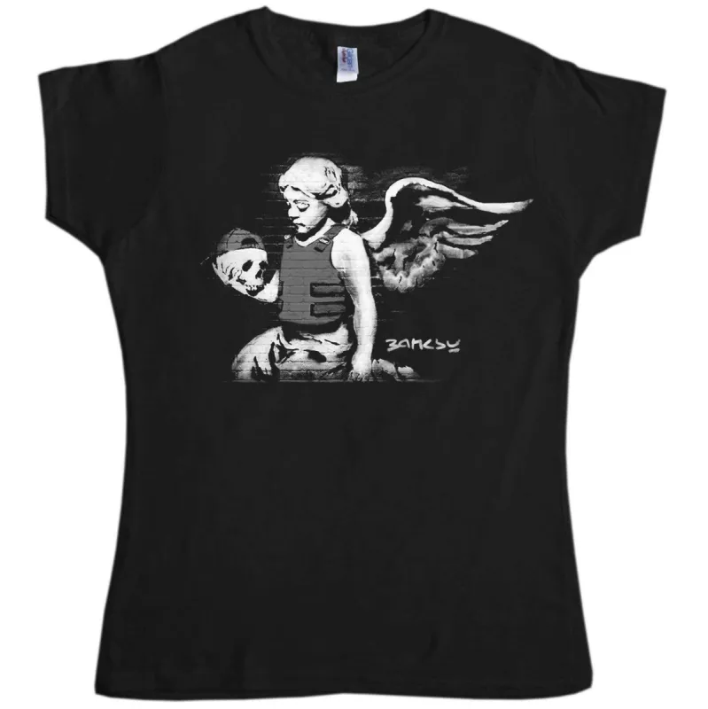 Banksy Cherub Womens Fitted T-Shirt sold by 8Ball