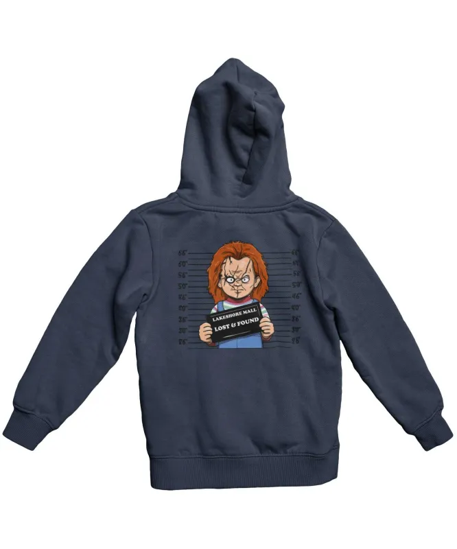 Chucky Mugshot Horror Film Tribute Adult Back Printed Hoodie sold by 8Ball