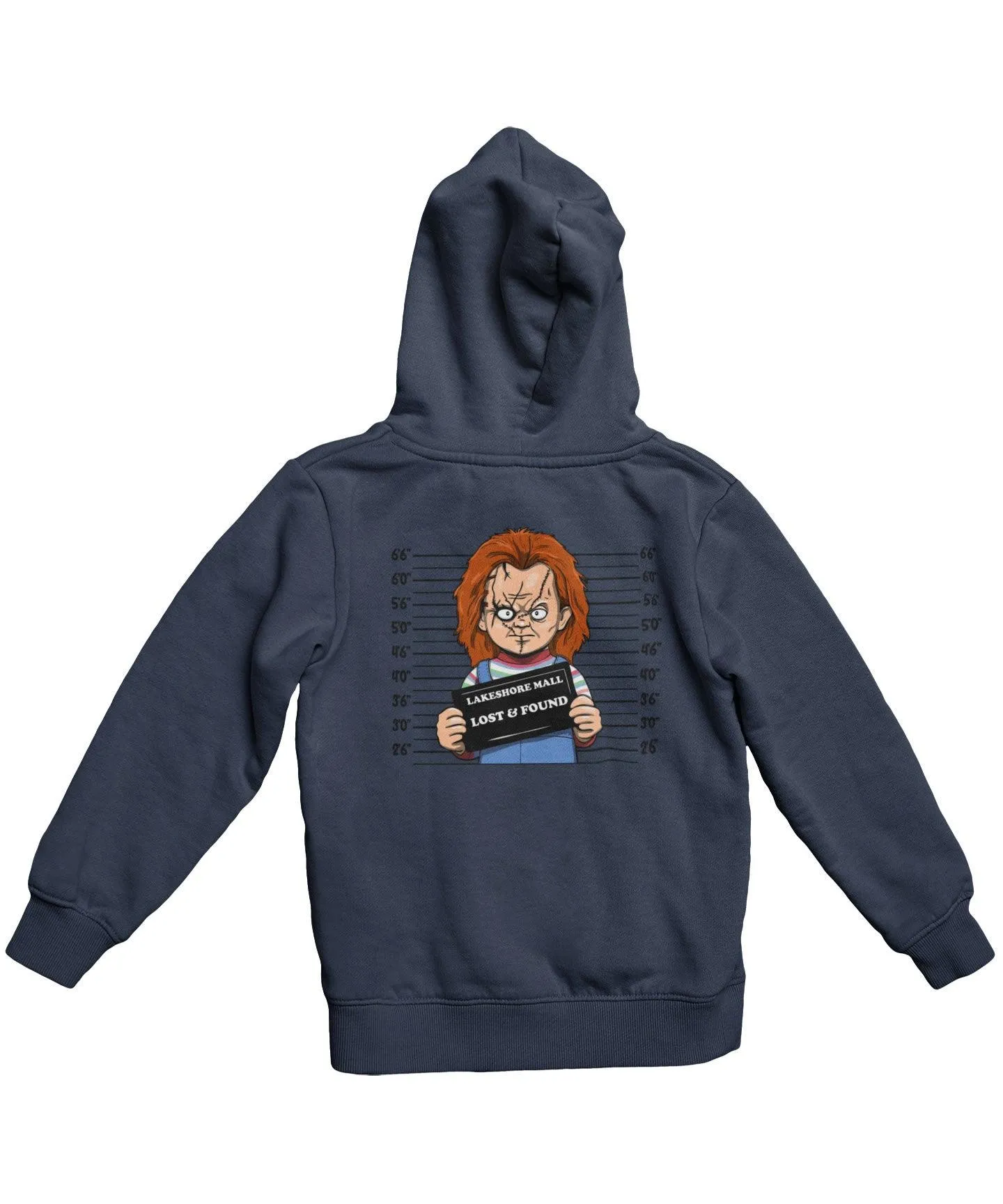 Chucky Mugshot Horror Film Tribute Adult Back Printed Hoodie sold by 8Ball