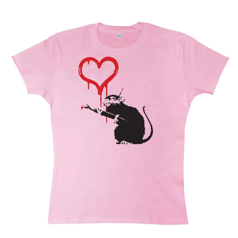 Banksy Love Rat Fitted Womens T-Shirt sold by 8Ball