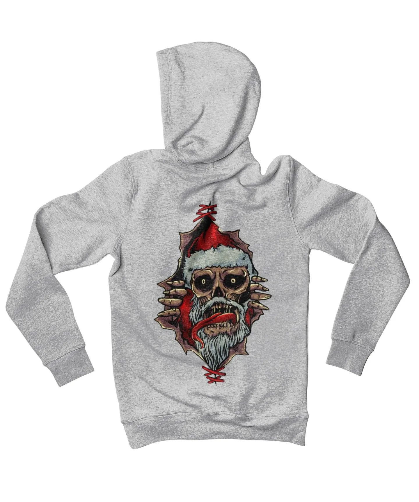 Skull Santa Peek-A-Boo Back Printed Christmas Hoodie sold by 8Ball