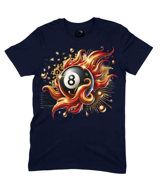 8 Ball In Flames Graphic T‑Shirt – 100% Cotton Unisex Pool Billiards Tee made by 8Ball