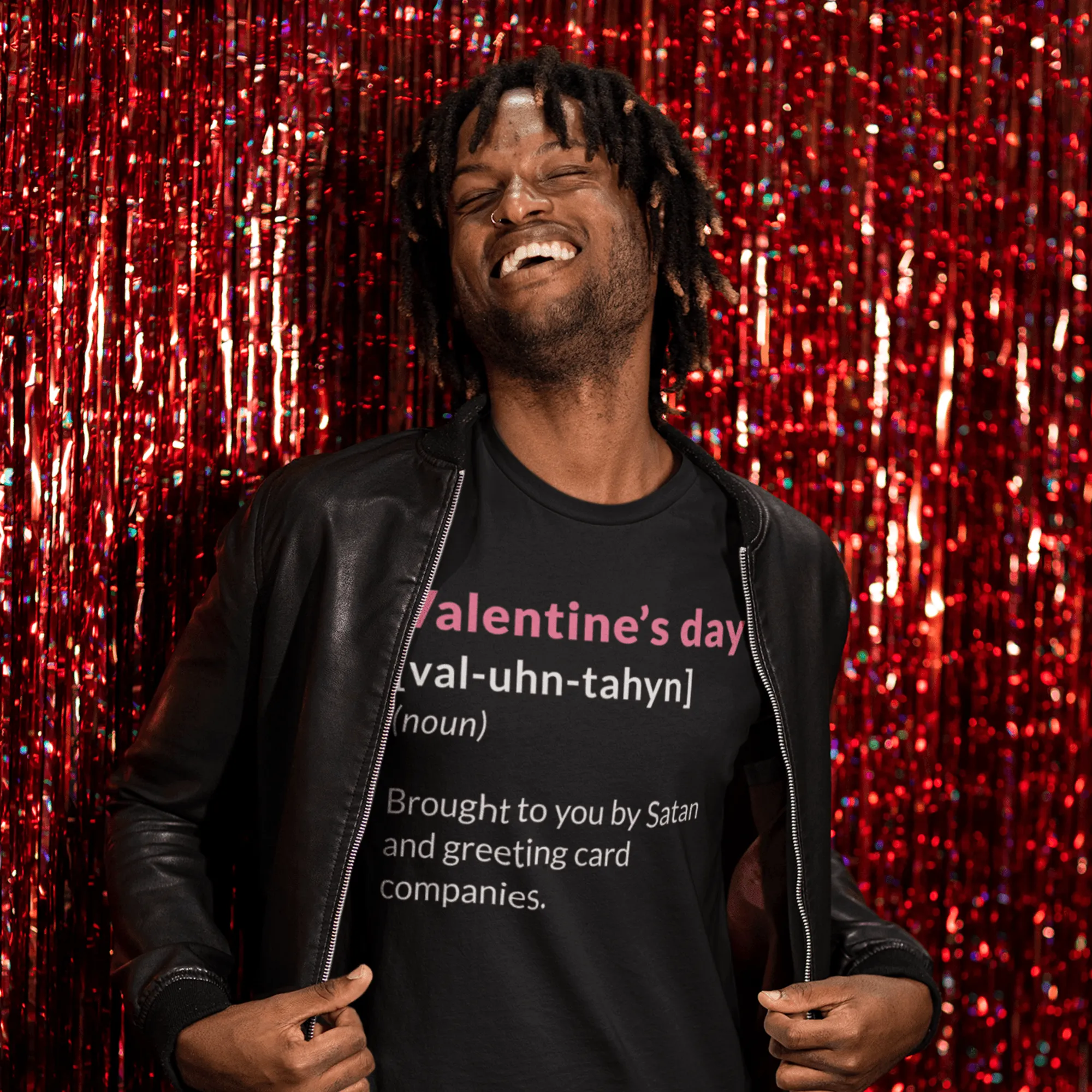 Valentine's Day Definition Brought To You By Satan Adult T-Shirt sold by 8Ball product image thumbnail 2