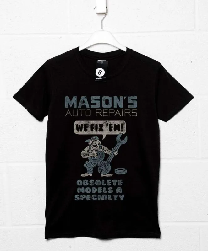 Mason's Auto Repairs Mens T-Shirt sold by 8Ball