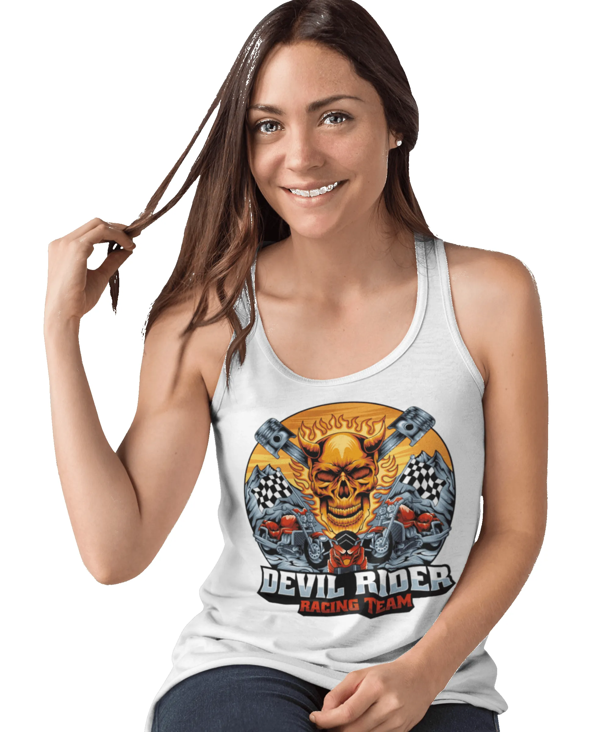 Devil Rider Tattoo Design Adult Womens Vest Top sold by 8Ball product image thumbnail 2