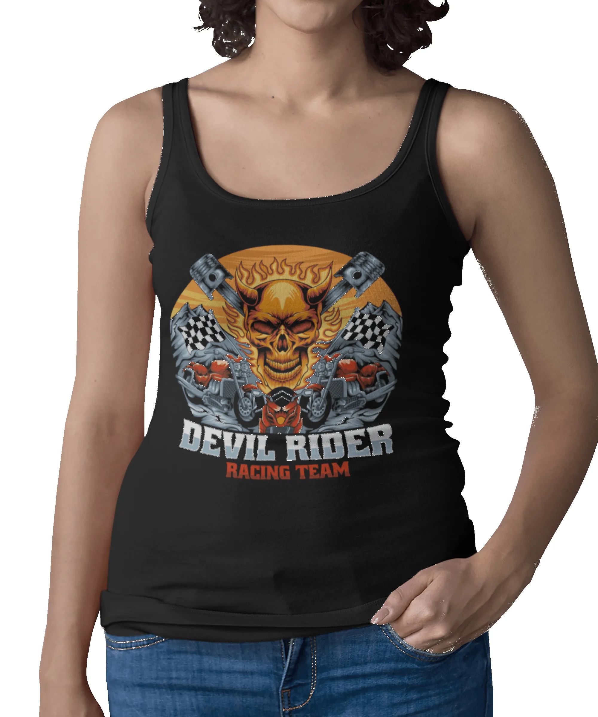 Devil Rider Tattoo Design Adult Womens Vest Top sold by 8Ball