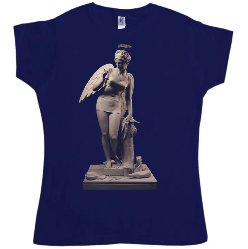 Banksy Angel Statue Womens T-Shirt sold by 8Ball