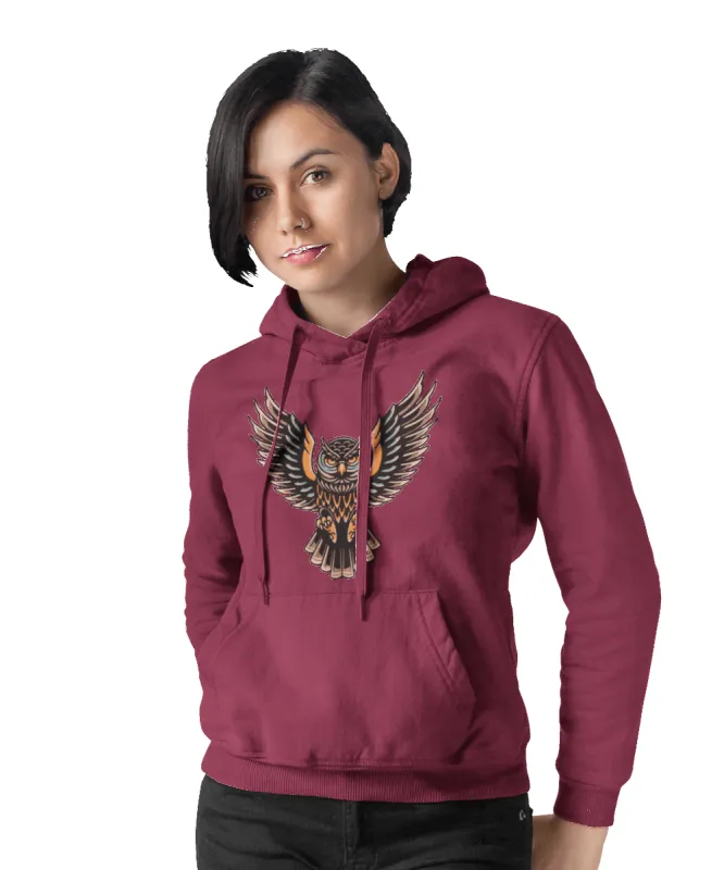 Owl Tattoo Design Adult Front Printed Hoodie sold by 8Ball