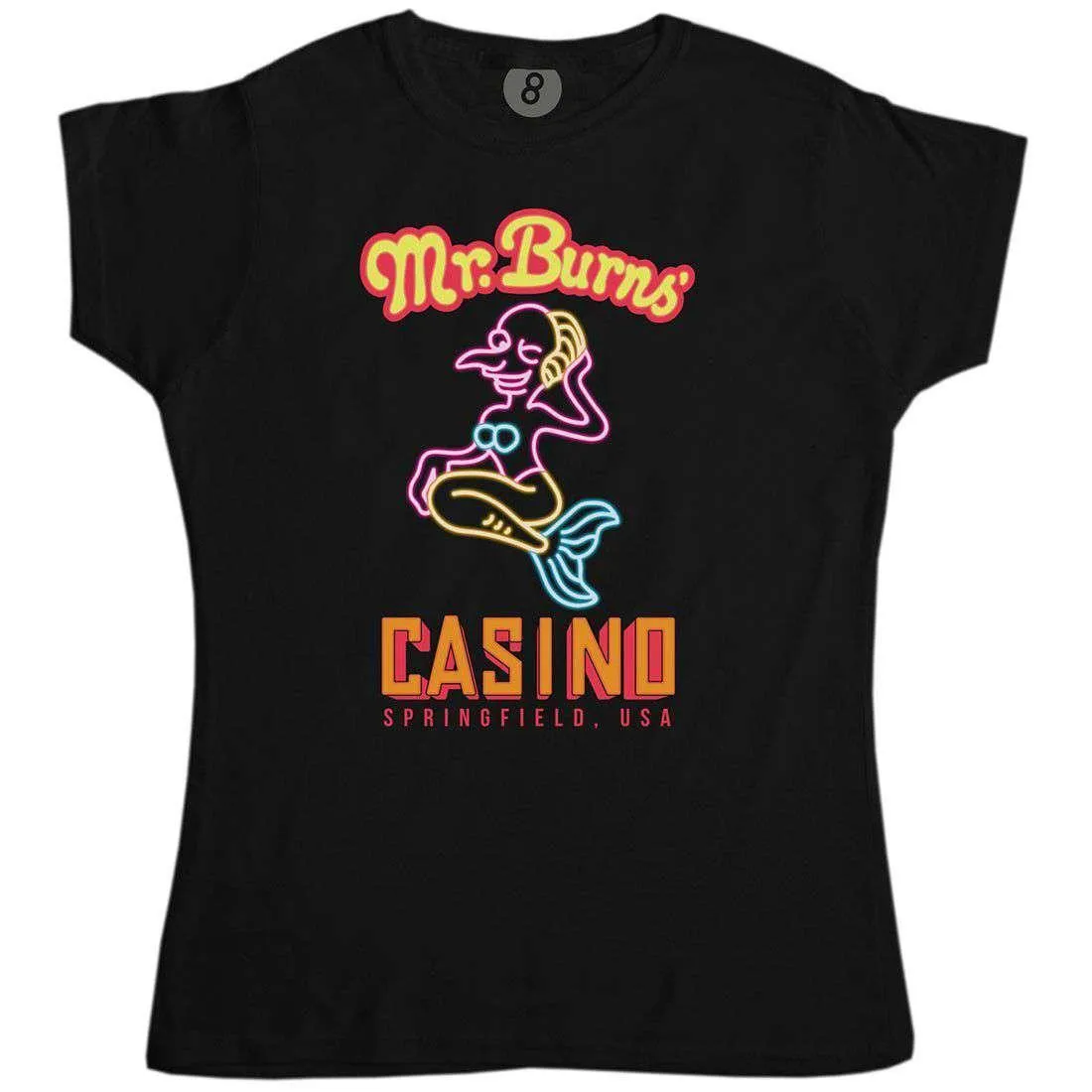 Mr Burns Casino Womens T-Shirt sold by 8Ball
