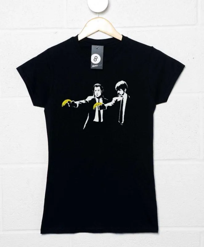 Banksy Pulp Fiction Bananas Womens Fitted T-Shirt sold by 8Ball