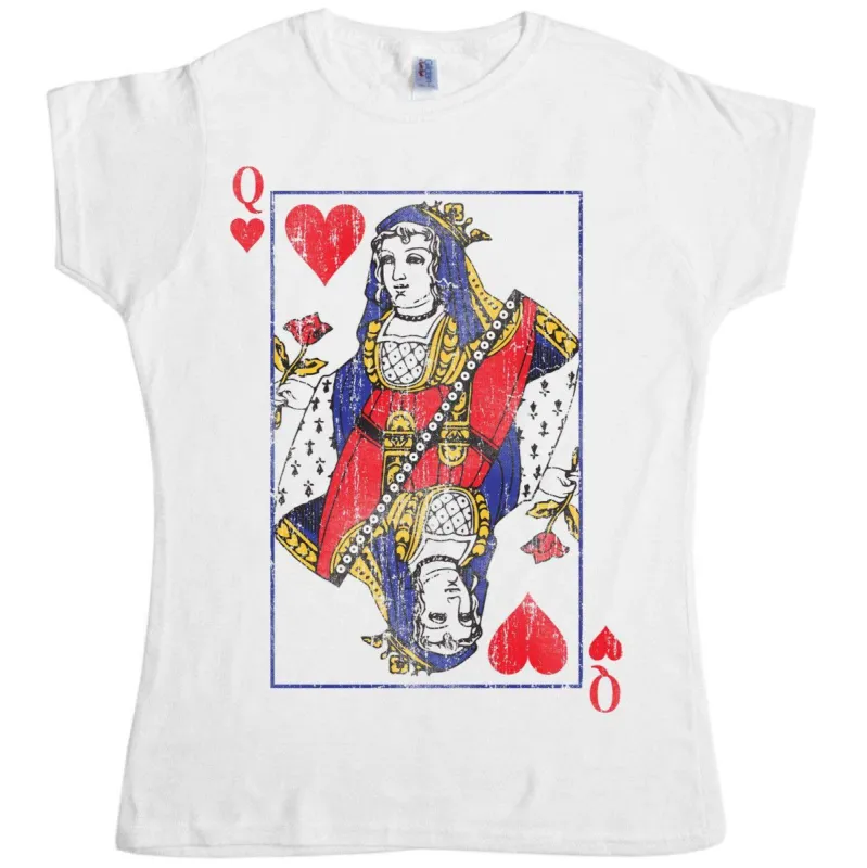 Distressed Queen Of Hearts Womens Style T-Shirt sold by 8Ball