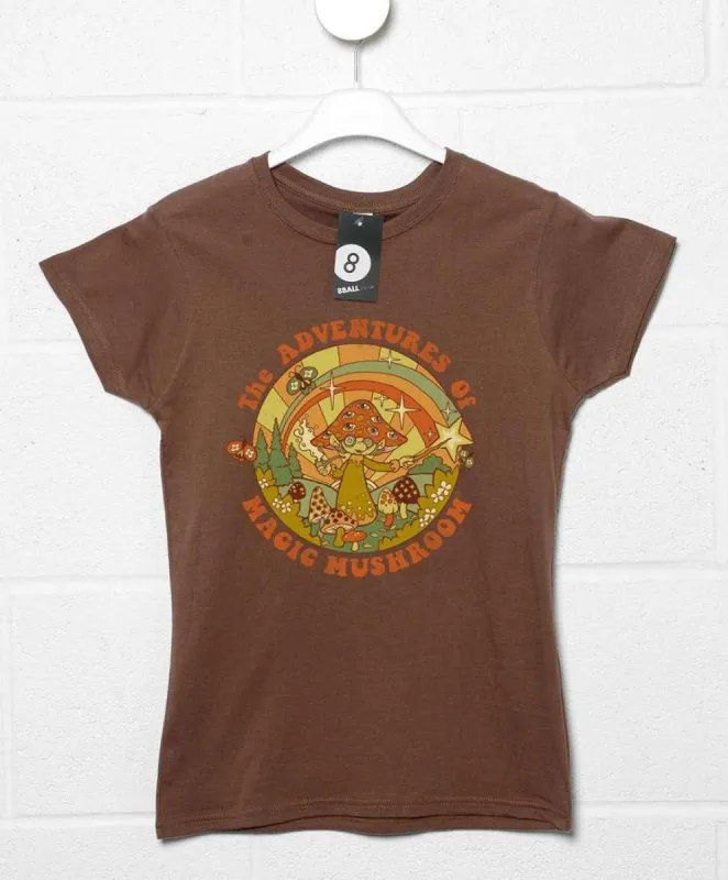 Steven Rhodes The Adventures of Magic Mushroom Fitted Womens T-Shirt sold by 8Ball