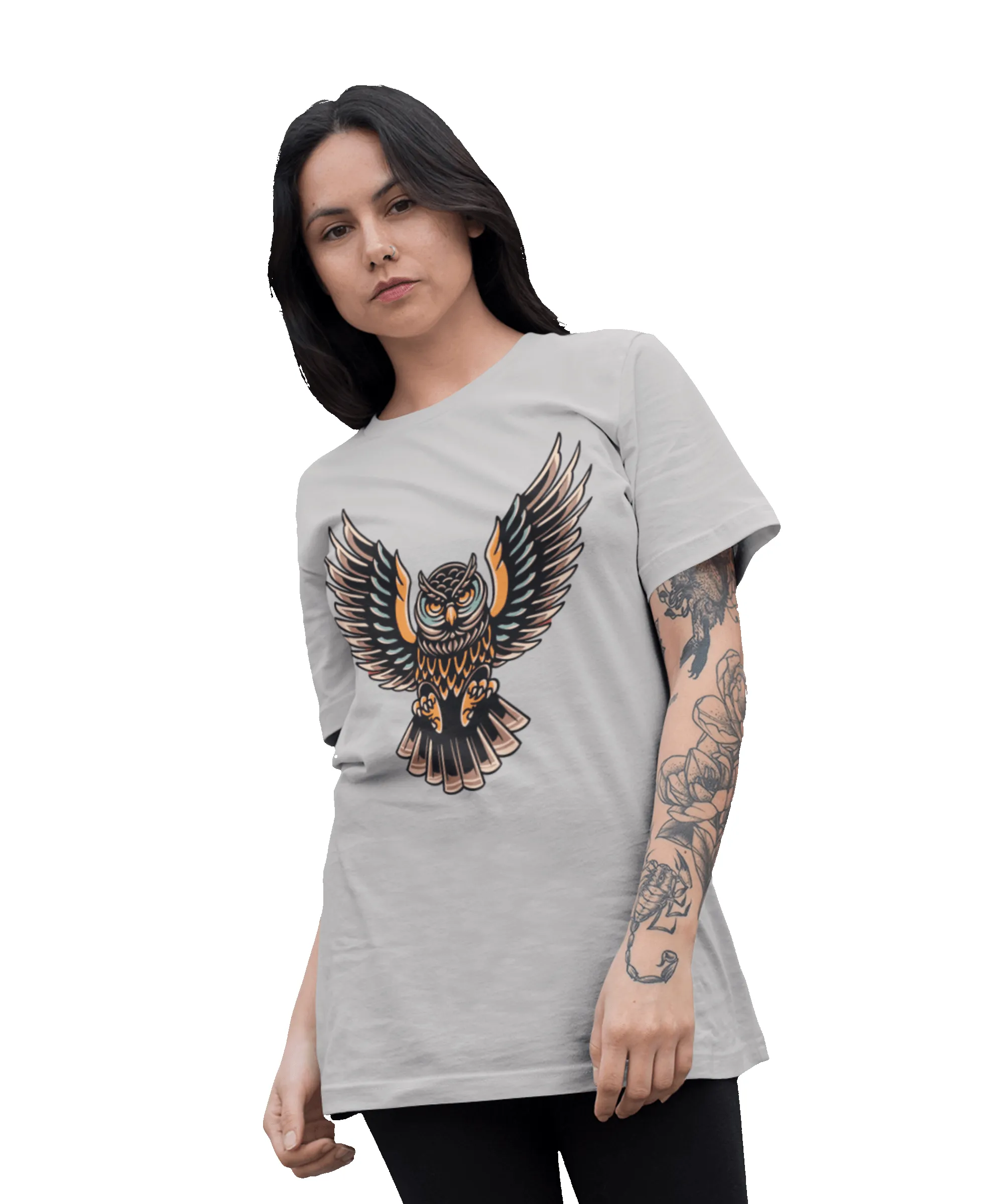 Owl Tattoo Design Adult T-Shirt sold by 8Ball product image thumbnail 2