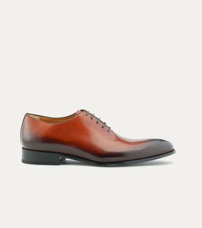 Wholecut Oxford Cognac Tramonto Patina sold by Ace Marks
