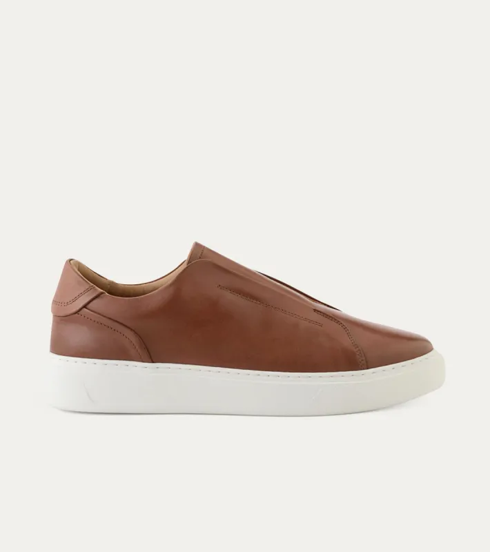 Misto Slip-On Sneaker In Cognac Leather sold by Ace Marks