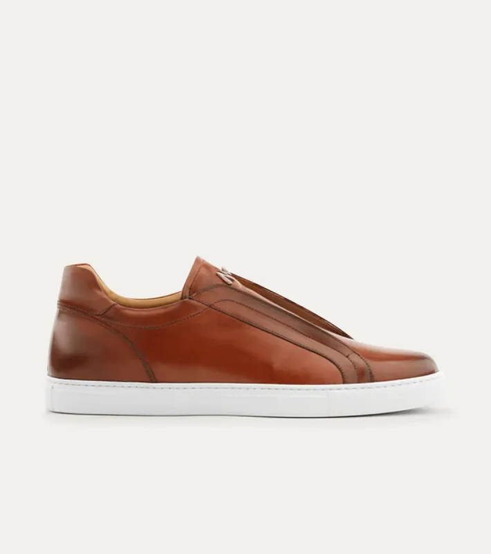 Elastic Slip On Sneaker In Cognac Nicol sold by Ace Marks