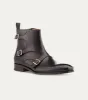 Tristan Triple Monkstrap Boot in Black sold by Ace Marks