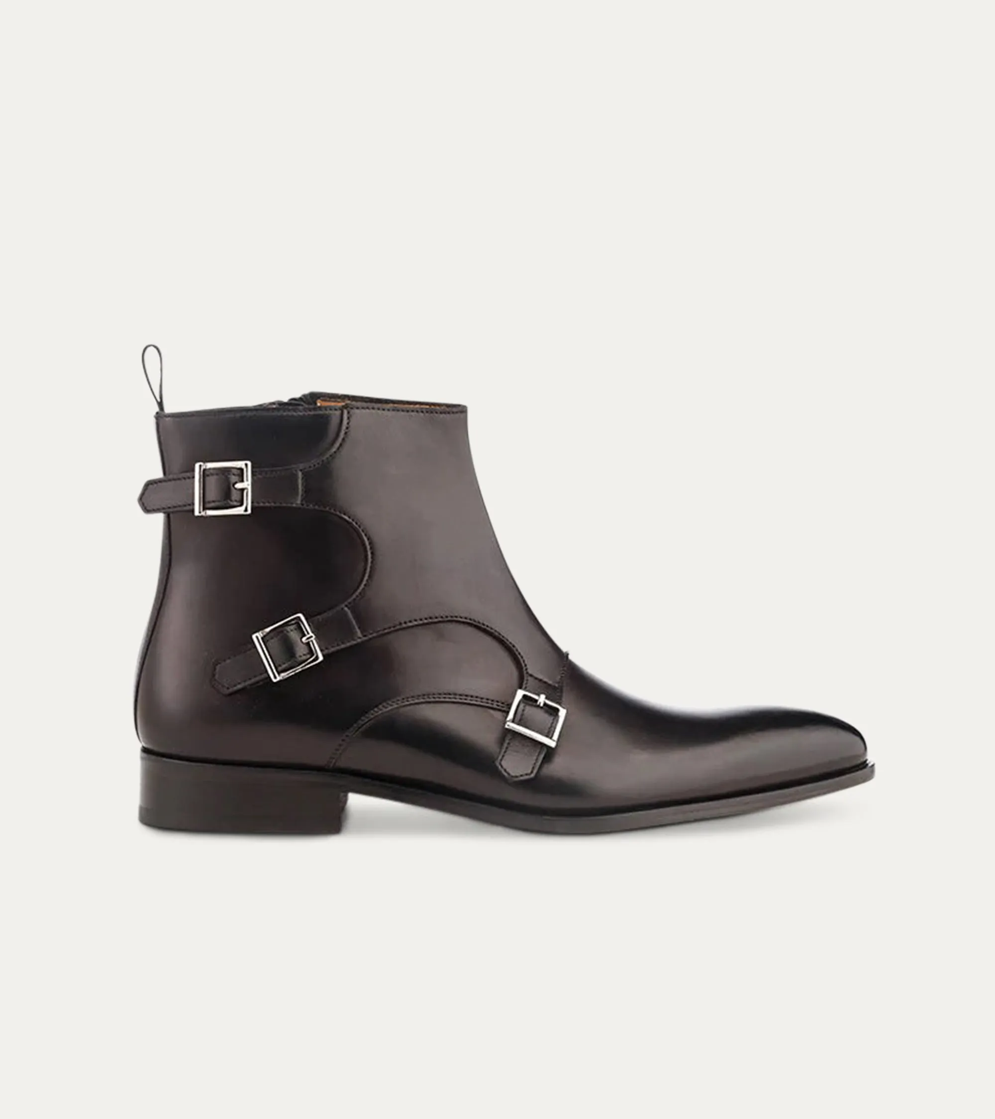 Tristan Triple Monkstrap Boot in Black sold by Ace Marks