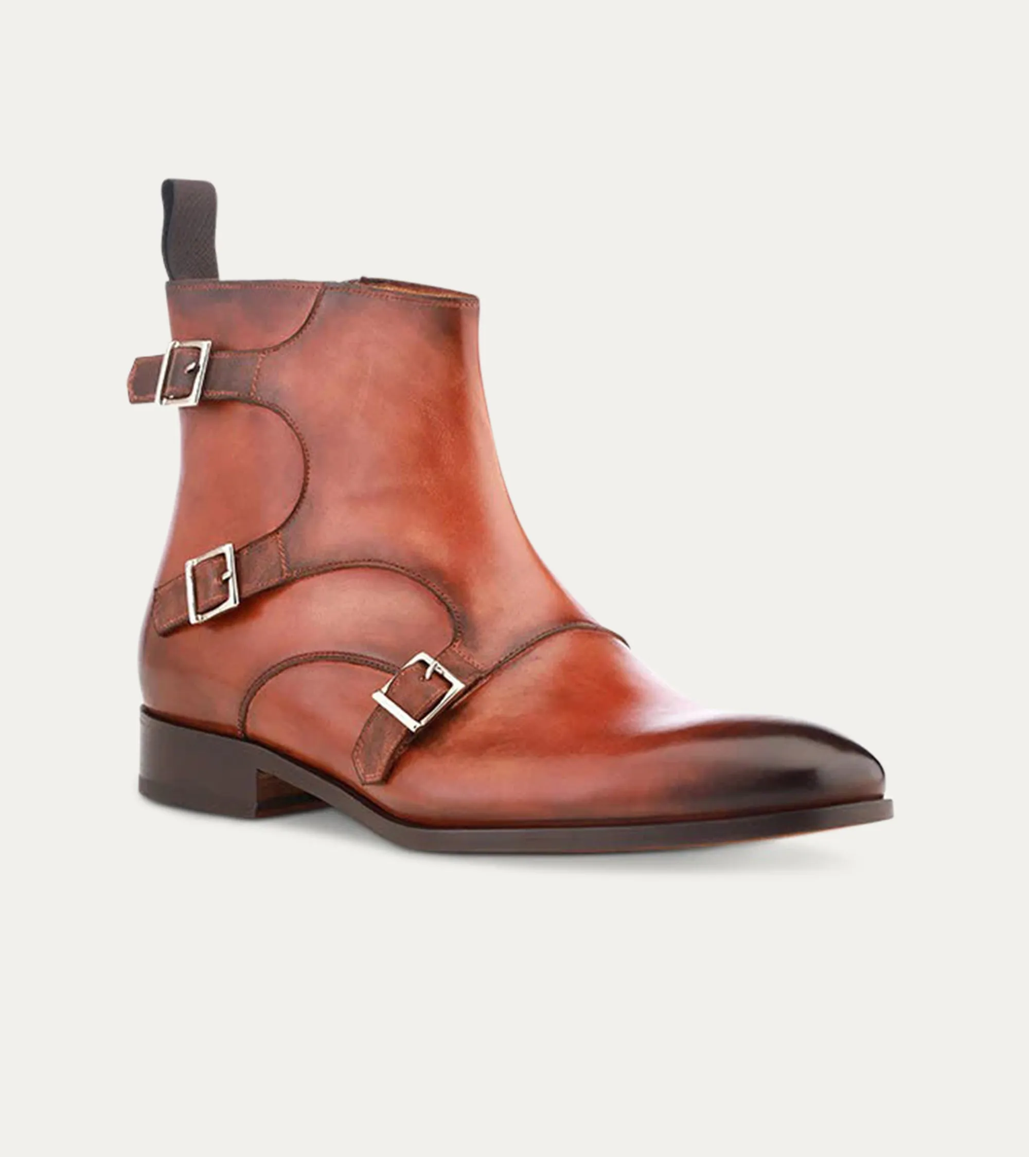Tristan Triple Monkstrap Boot in Cognac Nicol sold by Ace Marks product image thumbnail 2